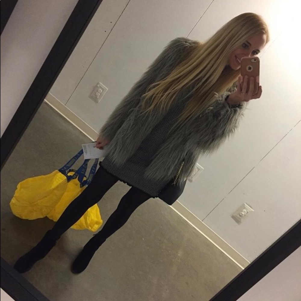 Zara Gray Fur Jacket